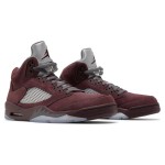 Air Jordan 5 Retro DZ4131-600 Burgundy Suede Sneakers with Grey Accents and Reflective Tongue