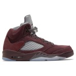 Air Jordan 5 Retro DZ4131-600 Burgundy Suede Sneakers with Grey Accents and Reflective Tongue