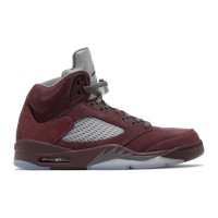 Air Jordan 5 Retro DZ4131-600 - Burgundy Suede Sneakers with Grey Accents & Reflective Tongue