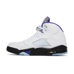  Air Jordan 5 Retro DD0587-141 White Leather Sneakers with Blue & Black Accents and Reflective Tongue