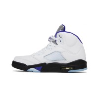 Air Jordan 5 Retro DD0587-141 - White Leather Sneakers with Blue & Black Accents and Reflective Tongue