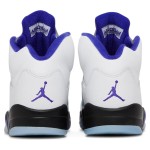  Air Jordan 5 Retro DD0587-141 White Leather Sneakers with Blue & Black Accents and Reflective Tongue