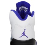  Air Jordan 5 Retro DD0587-141 White Leather Sneakers with Blue & Black Accents and Reflective Tongue