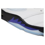  Air Jordan 5 Retro DD0587-141 White Leather Sneakers with Blue & Black Accents and Reflective Tongue