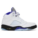  Air Jordan 5 Retro DD0587-141 White Leather Sneakers with Blue & Black Accents and Reflective Tongue