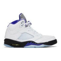 Air Jordan 5 Retro DD0587-141 - White Leather Sneakers with Blue & Black Accents and Reflective Tongue