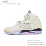Air Jordan 5 Retro DV4982-175 Cream Leather Sneakers with Pastel Accents and Reflective Tongue