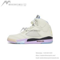Air Jordan 5 Retro DV4982-175 - Cream Leather Sneakers with Pastel Accents & Reflective Tongue
