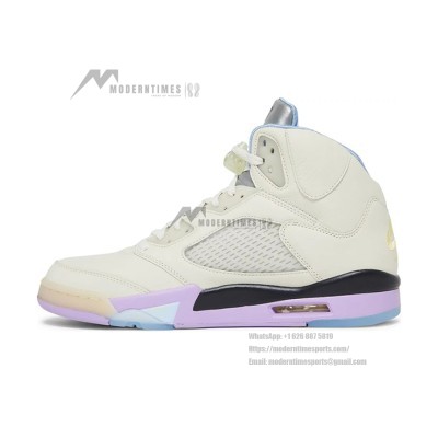 Air Jordan 5 Retro DV4982-175 - Cream Leather Sneakers with Pastel Accents & Reflective Tongue