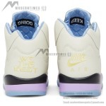Air Jordan 5 Retro DV4982-175 Cream Leather Sneakers with Pastel Accents and Reflective Tongue
