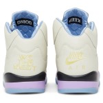 Air Jordan 5 Retro DV4982-175 Cream Leather Sneakers with Pastel Accents and Reflective Tongue