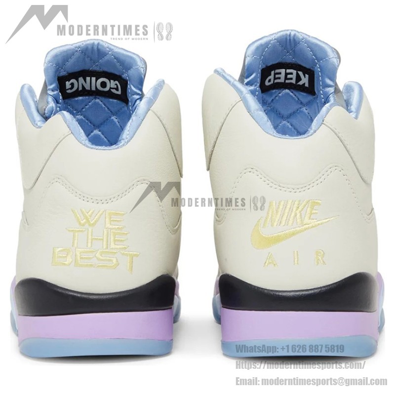 Air Jordan 5 Retro DV4982-175 Cream Leather Sneakers with Pastel Accents and Reflective Tongue