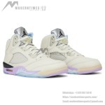 Air Jordan 5 Retro DV4982-175 Cream Leather Sneakers with Pastel Accents and Reflective Tongue