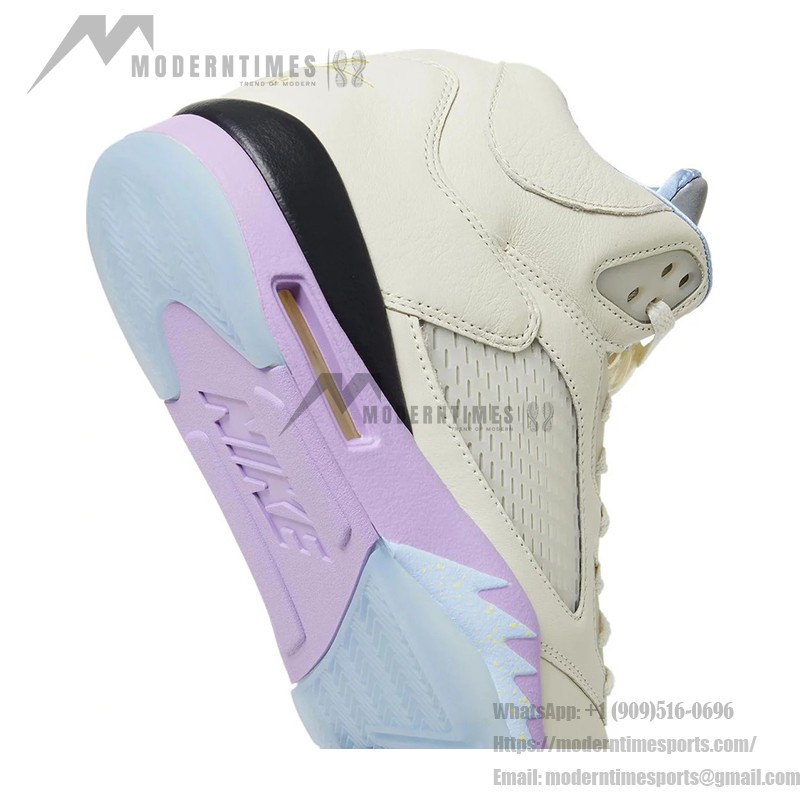 Air Jordan 5 Retro DV4982-175 Cream Leather Sneakers with Pastel Accents and Reflective Tongue