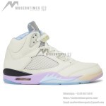 Air Jordan 5 Retro DV4982-175 Cream Leather Sneakers with Pastel Accents and Reflective Tongue