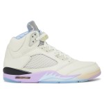 Air Jordan 5 Retro DV4982-175 Cream Leather Sneakers with Pastel Accents and Reflective Tongue