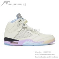 Air Jordan 5 Retro DV4982-175 - Cream Leather Sneakers with Pastel Accents & Reflective Tongue
