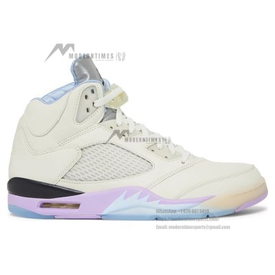 Air Jordan 5 Retro DV4982-175 - Cream Leather Sneakers with Pastel Accents & Reflective Tongue