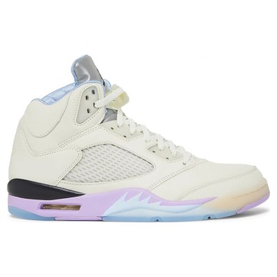 Air Jordan 5 Retro DV4982-175 - Cream Leather Sneakers with Pastel Accents & Reflective Tongue