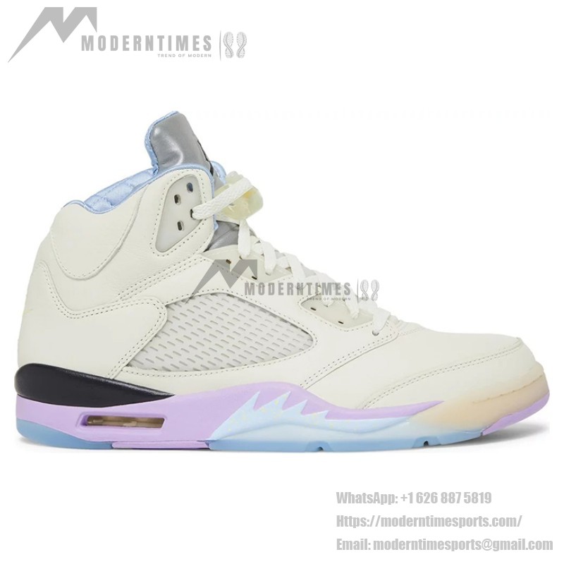Air Jordan 5 Retro DV4982-175 Cream Leather Sneakers with Pastel Accents and Reflective Tongue