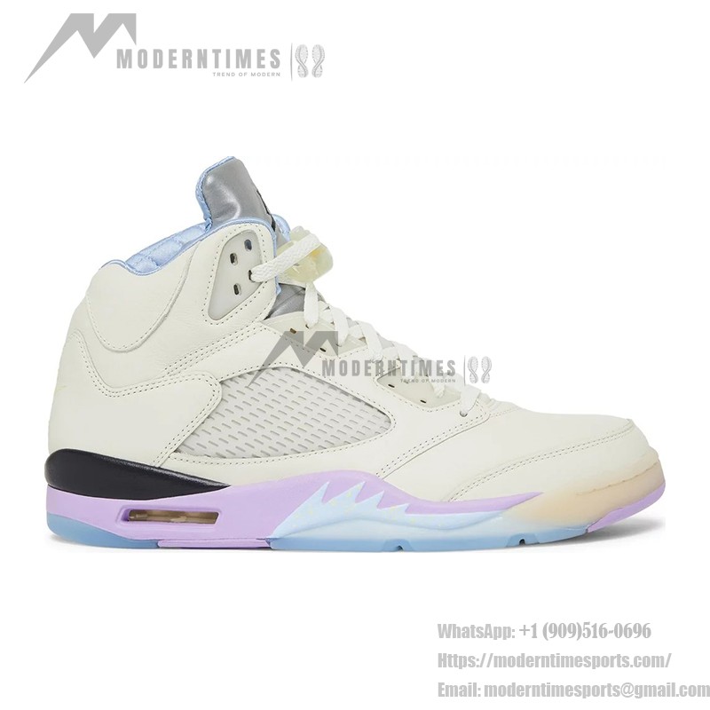 Air Jordan 5 Retro DV4982-175 Cream Leather Sneakers with Pastel Accents and Reflective Tongue