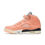 Air Jordan 5 Retro DV4983-641 Coral Pink Leather Sneakers with Reflective Tongue and Translucent Sole