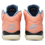 Air Jordan 5 Retro DV4983-641 Coral Pink Leather Sneakers with Reflective Tongue and Translucent Sole