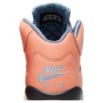 Air Jordan 5 Retro DV4983-641 Coral Pink Leather Sneakers with Reflective Tongue and Translucent Sole