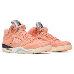 Air Jordan 5 Retro DV4983-641 Coral Pink Leather Sneakers with Reflective Tongue and Translucent Sole