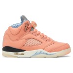 Air Jordan 5 Retro DV4983-641 Coral Pink Leather Sneakers with Reflective Tongue and Translucent Sole