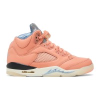 Air Jordan 5 Retro DV4983-641 - Coral Pink Leather Sneakers with Reflective Tongue & Translucent Sole