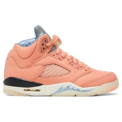 Air Jordan 5 Retro DV4983-641 - Coral Pink Leather Sneakers with Reflective Tongue & Translucent Sole