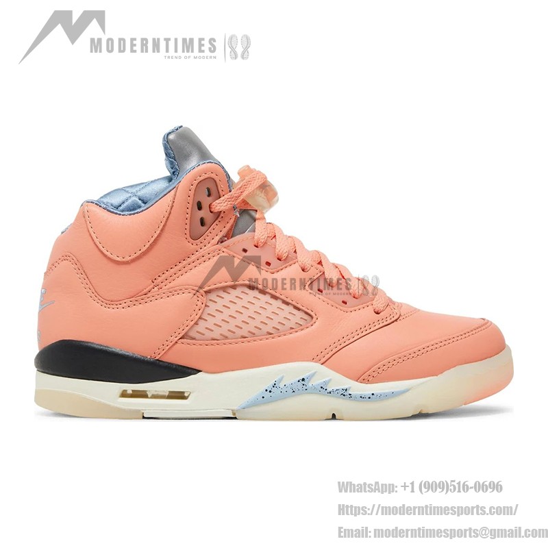 Air Jordan 5 Retro DV4983-641 Coral Pink Leather Sneakers with Reflective Tongue and Translucent Sole