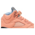 Air Jordan 5 Retro DV4983-641 Coral Pink Leather Sneakers with Reflective Tongue and Translucent Sole