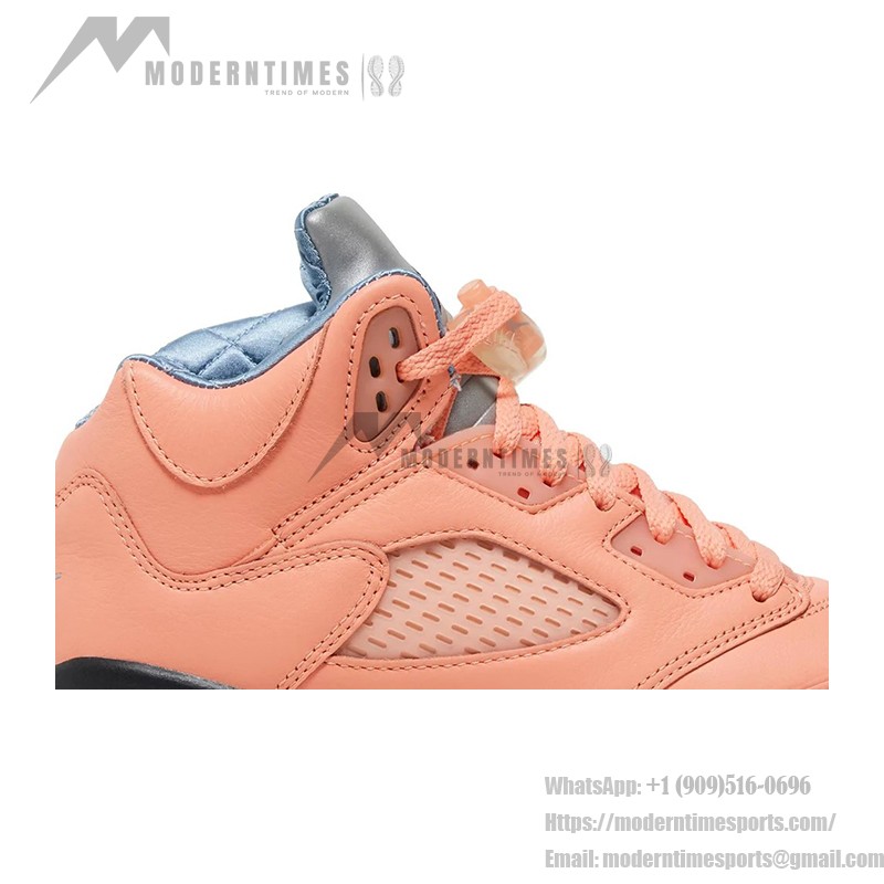 Air Jordan 5 Retro DV4983-641 Coral Pink Leather Sneakers with Reflective Tongue and Translucent Sole