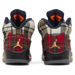 Air Jordan 5 Retro FD4814-008 Multicolor Plaid Sneakers with Orange Laces and Translucent Sole