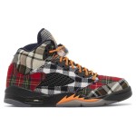 Air Jordan 5 Retro FD4814-008 Multicolor Plaid Sneakers with Orange Laces and Translucent Sole