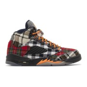 Air Jordan 5 Retro FD4814-008 - Multicolor Plaid Sneakers with Orange Laces & Translucent Sole