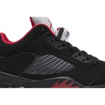 Air Jordan 5 Retro Low 819171-001 Black Suede Sneakers with Red Accents and Reflective Tongue