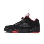 Air Jordan 5 Retro Low 819171-001 Black Suede Sneakers with Red Accents and Reflective Tongue