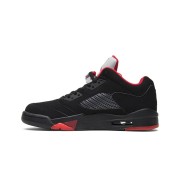 Air Jordan 5 Retro Low 819171-001 - Black Suede Sneakers with Red Accents & Reflective Tongue