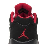 Air Jordan 5 Retro Low 819171-001 Black Suede Sneakers with Red Accents and Reflective Tongue