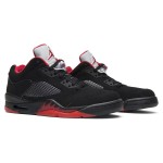 Air Jordan 5 Retro Low 819171-001 Black Suede Sneakers with Red Accents and Reflective Tongue