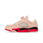 Air Jordan 5 Low DA8016-806 Pink Suede Sneakers with Red & Black Accents and Reflective Tongue