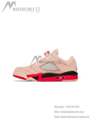Air Jordan 5 Low DA8016-806 - Pink Suede Sneakers with Red & Black Accents & Reflective Tongue