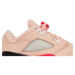 Air Jordan 5 Low DA8016-806 Pink Suede Sneakers with Red & Black Accents and Reflective Tongue