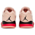 Air Jordan 5 Low DA8016-806 Pink Suede Sneakers with Red & Black Accents and Reflective Tongue