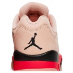 Air Jordan 5 Low DA8016-806 Pink Suede Sneakers with Red & Black Accents and Reflective Tongue