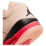 Air Jordan 5 Low DA8016-806 Pink Suede Sneakers with Red & Black Accents and Reflective Tongue