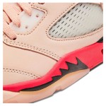 Air Jordan 5 Low DA8016-806 Pink Suede Sneakers with Red & Black Accents and Reflective Tongue